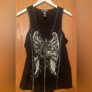 Black zip front tank top